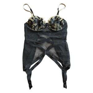 Victoria's Secret Laced Mesh Strappy Bustier / Nightie Garter Lingerie sz
36C